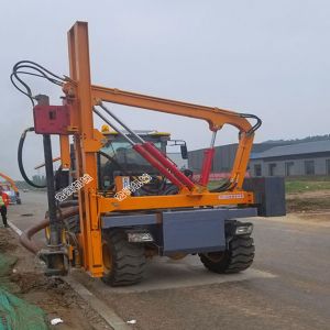 濟寧91网站鏟車式護(hù)欄鑽孔機濟南施工現場